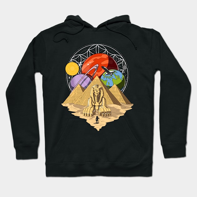 Egyptian Pyramids Space Sacred Geometry Hoodie by underheaven